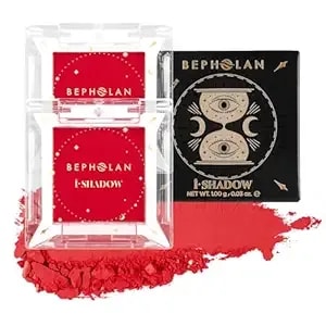 Bepholan Single Red Eyeshadow Palette 2 Pcs,High Pigment,Longwear,Intense Color Gothic Makeup