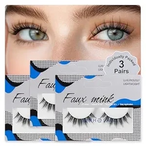 Lashes Natural Look False Eyelashes - Bepholan Fake Eyelashes 3d Super Fluffy False Lashes Black Band Wispy Lashes 3-Pack Faux Mink Lashes,xmz21-3