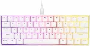 Corsair K65 RGB MINI 60% Mechanical Wired Gaming Keyboard – Cherry MX Speed Switches – PBT Double-Shot Keycaps – Icue Compatible – Qwerty NA – White