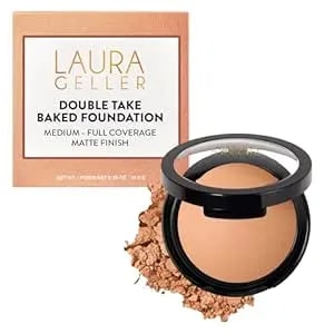 Laura Geller New York Baked Double Take Powder Foundation - Medium - Buildable Medium To Full Coverage - Matte Finish