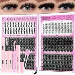 Yiduo Lash Clusters Kit With Spikes+Bottom Lashes Extensions 40d+60d+80d+100d Wispy Individual Cluster Eyelash Kit 600pcs Eyelash Cluster Extensions With Lash Bond And Seal Tweezers Remover