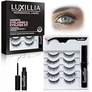 Luxillia 7-Piece Magnetic Eyelashes With Applicator & Magnetic Eyeliner Kit – Reusable Natural Magnetic Lashes – Easy Apply Lash Kit For Beginners – Waterproof, Short & Dramatic Looks