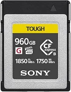 Sony 960gb Cfexpress Type B Tough Waterproof Temperature Proof Memory Card With Up To 1850 Mbps Reading Speed And 1750 Mbps Writing Speed For Cameras
