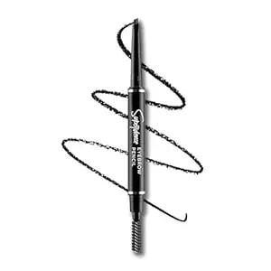 Renee Superdense Eyebrow Pencil With Spoolie - Black, Smudge Proof, Waterproof, Highly Pigmented For Fill In Brow Gaps, Smooth One-Swipe Precision Application, Enriched With Vitamin C & Jojoba Oil