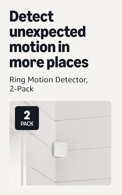 Ring Sensors: Motion Detector (Newest Model) – Instant Notifications, On Amazon Sidewalk, No Base Station Needed, Pro Monitoring Available (Sold Separately), 2-Pack