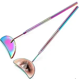 Jetec 2 Pieces Lash Mirror Eyelash Extension Mirror Half-Moon Shape Lash Mirror 1.96 Inch Stainless Steel Eyelash Mirror Tool Large Eyelash Inspection Mirror For Women Girls Makeup Supplies