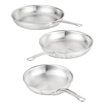 Hestan Probond Luxe 3-Piece Skillet Set (8.5, 11 & 12.5 Inch) Professional Clad Stainless Steel, Procore Tri-Ply Clad Construction, Polished Exterior, Induction & Oven Safe