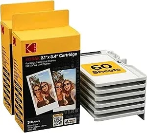 Kodak 4PASS 2x3" All-In-One Cartridge Refill (60 Sheets) Only Compatible With Mini 2 Retro/Era And Mini Shot 2 Retro/Era