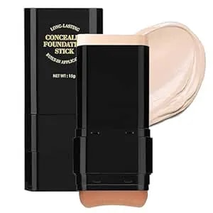 Concealer Foundation Stick, 2 In 1 Dual-Ended Long-Lasting Concealer Stick With Brush, Beauty Balm Skin Tint, Full Coverage For Face Makeup, Contour Sticks For All Skin Types(01#Ivory)