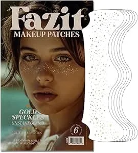 Fazit Makeup Patches - Gold Speckles - Glow Up Make-Up Patches - Cute Glitter Makeup Accessories For Women - Cosmetic Glitter For Face