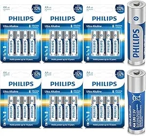 Philips Aa Batteries 24 Pack Alkaline Double A Battery 1.5v Ultra Long Lasting 2a Batteries-10-Year In Storage (Non-Rechargeable)