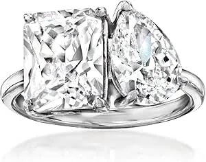 Ross-Simons 5.70 Ct. T.W. Cz Toi Et Moi Ring In Sterling Silver