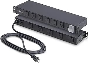 Startech.Com 12-Outlet Rackmount PDU, 1U Server Power Strip, Wide-Spaced Right-Angle Ports, Mounted Power Distribution Unit