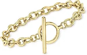 Ross-Simons 18kt Gold Over Sterling Cable-Link Toggle Bracelet
