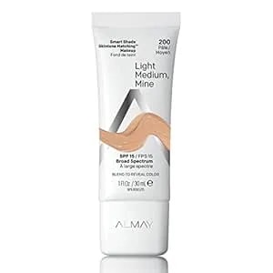 Almay Skintone Matching Foundation, Smart Shade Face Makeup With Spf 15, Hypoallergenic, Oil-Free, Dermatologist-Tested, 200 Light Medium Mine, 1 Fl Oz