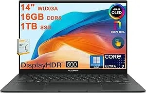 Asus Zenbook 14 Oled Laptop - 14" Wuxga Lumina Oled Touch (100% Dci-p3, 500nits Hdr) - Intel 16-Core Ultra 7 255h (Up To 13 Tops) - 16gb ddr5 1tb Ssd - Backlit Fingerprint win11pro W/Dlca Accessory