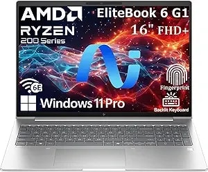 Hp Elitebook 6 g1a Ai Pc - 16" Business Laptop - Amd Ryzen 5 220 - 32gb ddr5 Ram - 1tb Ssd - Wuxga Anti-Glare Display - Fingerprint Reader - Thunderbolt 4 - Windows 11 Pro - Backlit Keyboard