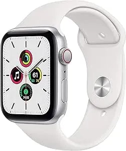 Apple Watch SE (GPS + Cellular, 40mm) - Silver Aluminum Case With White Sport Band (Renewed)