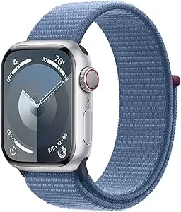 Apple Watch Series 9 [Gps + Cellular, 41mm] - Silver Aluminum Case With Winter Blue Sport Loop, One Size, One Size (Renewed)
