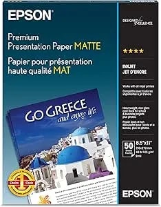 Epson Heavyweight 8.5x11 Matte Paper, 50 Sheets (S041257)