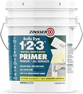 Zinsser 2000 Bulls Eye 1-2-3 Water-Base Primer, 5 Gallon, White