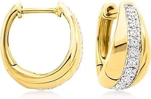 Ross-Simons 0.33 Ct. T.W. Diamond Striped Hoop Earrings In 18kt Gold Over Sterling