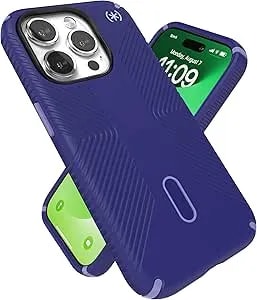 Speck Magsafe Case For Iphone 15 Pro - Drop & Camera Protection, Clicklock No-Slip, Wireless Charging Compatible, Fits All 6.1 Inch Models - Future Blue/Purple Ink/Sky Purple