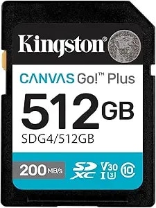 Kingston Canvas Go Plus 512gb Sd Card - Up To 200mb/S - Class 10, Uhs-I, u3, v30 - sdg4/512gb