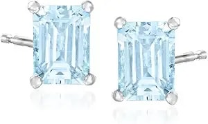 Ross-Simons 1.50 Ct. T.W. Aquamarine Stud Earrings In Sterling Silver
