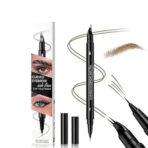 Eyebrow Pencil, 2-In-1 Dual-Ended Liquid Eyebrow Pencil, Eyeliner, For Naturally Hair-Like Brows, Waterproof Eyebrow Makeup. (01#Dark Brown)