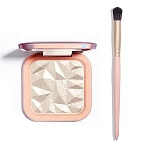 Elessy Highlighter Makeup Palette,Face Glitter Illuminator Palette,Natural Sparkling Finish Highlighter Powder,High Glossy Shimmer Smooth Baked Powder,Lasting Shining Highlighter Palette -Sun Glow