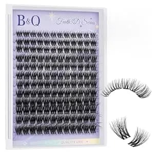 B&Q Lash Clusters Fluffy Wispy Voluminous - 144 Pcs feath5d 02 Layered Individual Cluster Lashes, Feathered Lightweight Eyelash Extensions In 8-18mm, Waterproof False Lashes