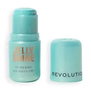 Revolution, Jelly Shine Shadow & Highlight Stick For Eyes, Face & Body With Pearlescent Shimmer Effect, Vegan & Cruelty-Free, Mermaid Green