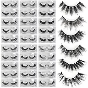 Magefy 30 Pairs 6 Styles Faux Mink Eyelashes, 16mm-20mm Lashes Natural Look To Dramatic False Eyelashes, Handmade Reusable Fake Eyelashes With Portable Boxes