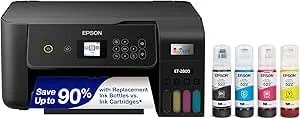 Epson Ecotank ET-2800 Wireless Color All-In-One Cartridge-Free Supertank With Scan And Copy, The Ideal Basic Home Printer - Black