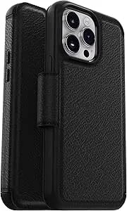 Otterbox Iphone 14 Pro Max (Only) Strada Series Case - Shadow (Black), Card Holder, Genuine Leather, Pocket-Friendly, Folio Case