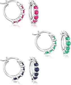 Ross-Simons Three Pair Gemstone Huggie Hoop Earrings
