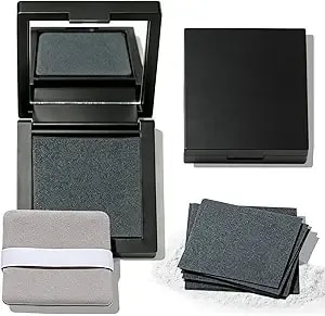 Oil Blotting Paper With Powder - 400 Sheets With Mirror, Puff & Refills, Absorbs Excess Face Oil, Controls Shine, Gentle For Makeup Use