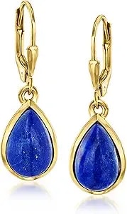 Ross-Simons Lapis Teardrop Earrings In 18kt Gold Over Sterling