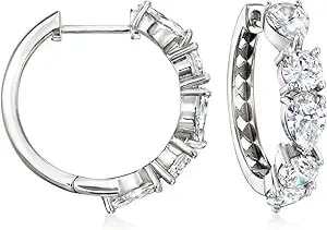 Ross-Simons 5.10 Ct. T.W. Cz Hoop Earrings In Sterling Silver