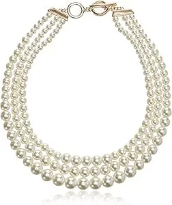 Anne Klein Women'S Gold-Tone Blanc Pearl Collar Necklace