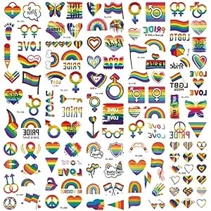 200+ Pcs Pride Tattoos,Gay Pride Tattoos,20 Sheets Pride Temporary Tattoos,Pride Outfits For Women,Waterproof Rainbow Flag Tattoo Stickers For Pride Equality Parades And Celebrations
