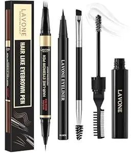 Eyebrow Pencil Kit, With Microblading Eyebrow Pen, Eyebrow Gel, Eyeliner, Eyebrow Brush, Eyebrow Pencils For Women, Waterproof, Smudge Proof, Long Lasting Makeup Formula - Ash Brown