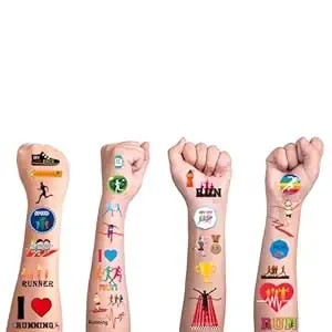 Cupaplay 200pcs+ Running Party Favors Tattoos Temporary Stickers- Marathon Cross Country Run Sports Theme Party Decoration Goodie Bags Stuffers