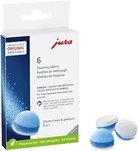 Jura 3-Phase Espresso Cleaning Tablets (6 Count) - Even Better Results, Lasting Protection Against Mineral Deposits