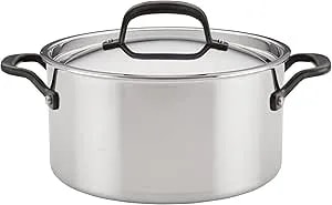 Kitchenaid 5-Ply Clad Polished Stainless Steel Stock Pot/Stockpot With Lid, 6 Quart - Stainless Steel