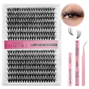 Diy Lash Extension Kit - 280pcs Lashes Clusters 0.07d 40d+50d Mix, 9-16mm D Curl Soft Wispy Lash Clusters With Bond, Seal, Remover & Tweezers For Easy At-Home Application Natural Look
