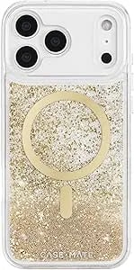 Case-Mate Iphone 17 Pro Max Case [Compatible With Magsafe] - Liquid Glitter Phone Case With 12ft Drop Protection - Premium Magnetic Cover For Iphone 17 Pro Max - Gold Waterfall