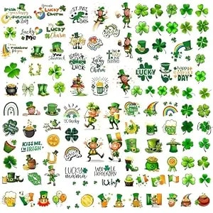 Roarhowl Temporary Tattoos, 110 Pieces, St. Patrick'S Day Green Clover Design,St Patricks Day Temporary Tattoos For Women Adul, St Patricks Day Accessories