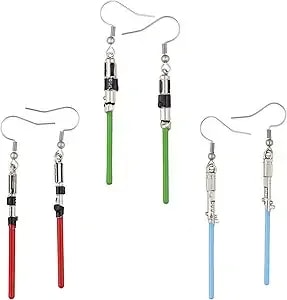 Star Wars Earrings Light Saber Dangle Ear Hook 3-Pair Set
